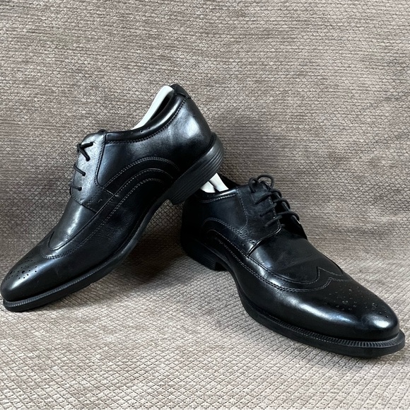 NUNN BUSH Men’s Black Wingtip Lace Up Leather Dress Shoes sz 9.5M LIKE NEW - Picture 2 of 16